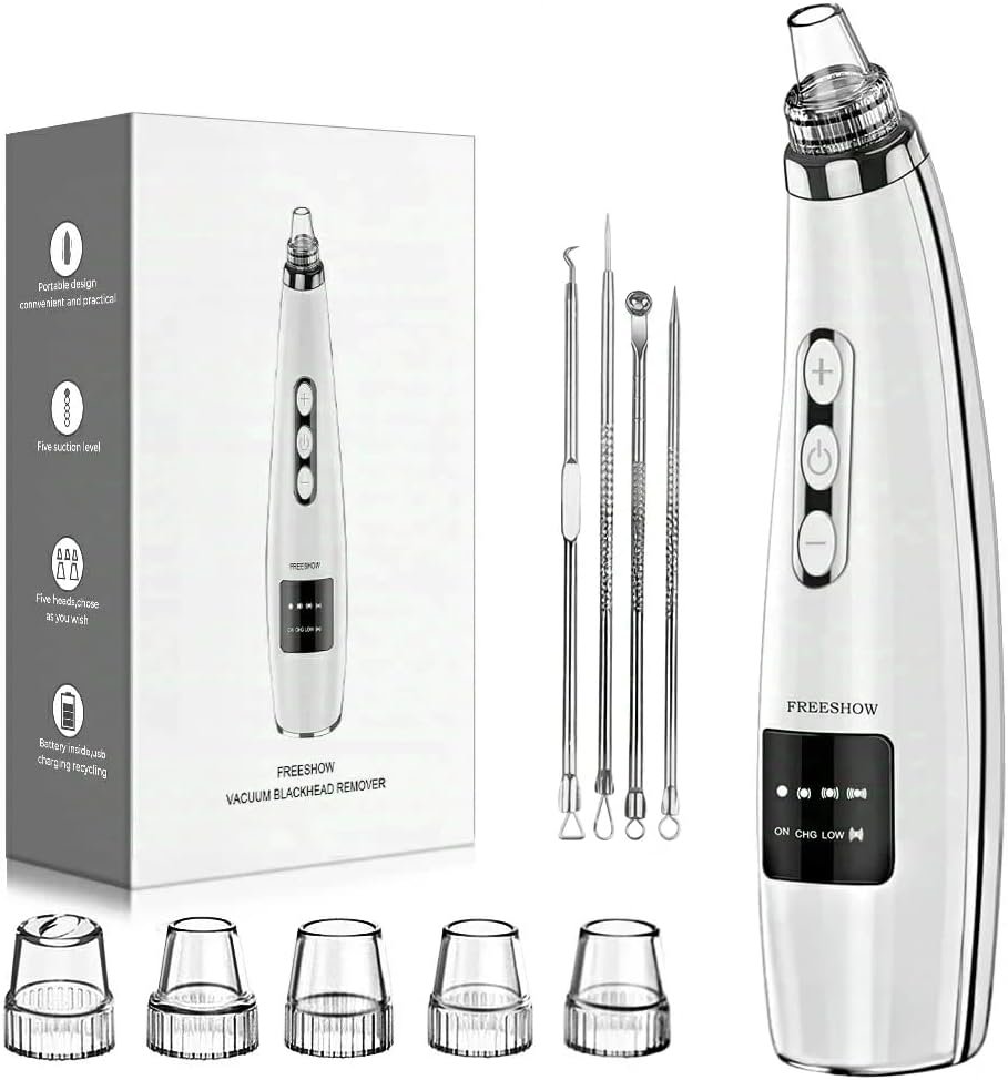 Blackhead Remover Pore Vacuum Pore Cleaner Electric Comedone Whitehead Extractor Tool-5 Suction Power-5 Probes,USB Rechargeable Blackhead Vacuum Kit for Women & Men