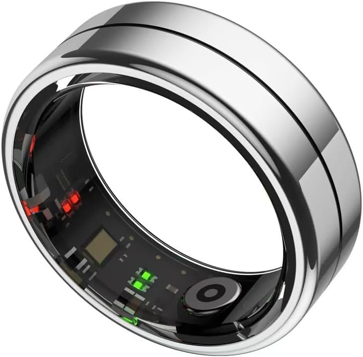 Smart Ring for Women and Men 24/7 Activities/Fitness Tracker & Health Monitor (Heart Rate/ Blood Oxygen/HRV/Stress/Sleep Tracking) IPX8 Waterproof Long Battery Life (No Subscription Fee)(Silver, 8#)