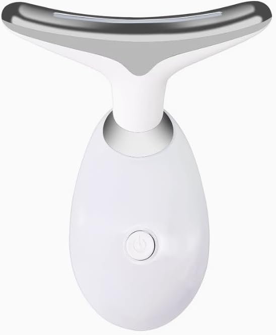 7 Color LED Neck & Face Massager, Heated Skin Care Device, USB Rechargeable Vibrating Neck Beauty Tool, Portable Anti-Aging Facial Massager