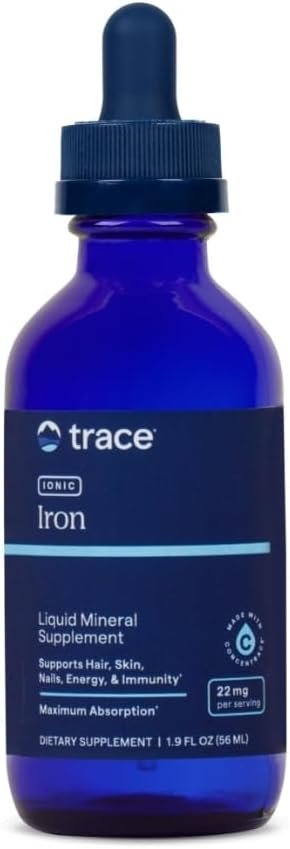 Trace Minerals Ionic Iron 22 mg – Dietary Supplement to Support Immune System Health & Energy – Liquid Ionic Trace Mineral Supplement with Ferrous Sulfate – 1.9 fl oz (About 46 Servings)