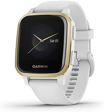 Garmin 010-02427-01 Venu Sq, GPS Smartwatch with Bright Touchscreen Display, Up to 6 Days of Battery Life, Light Gold and White (Renewed Premium)