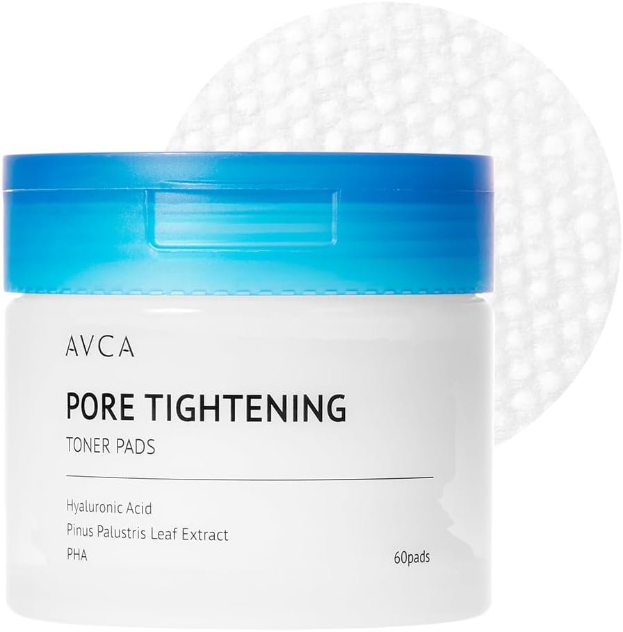 AVCA Pore Tightening Toner Pads with Hyaluronic Acid – Korean PHA Exfoliating Pad for Enlarged Pores, Sebum Control & Smooth Skin, 100ml(3.38 fl.oz) 60 Pads