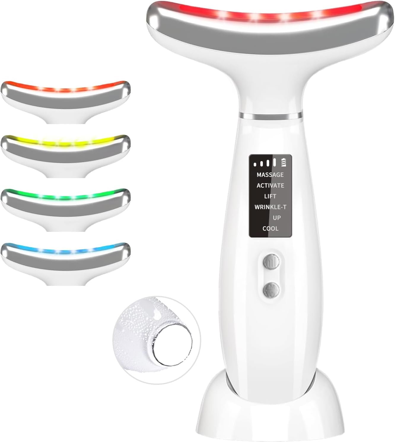 Red Light Therapy for Face and Neck, Portable Face Massager Tool with Vibration, 4 Color LED Facial Light Therapy Device for Skin at Home, Micro-Current Vibration Facial Cold and Hot Service