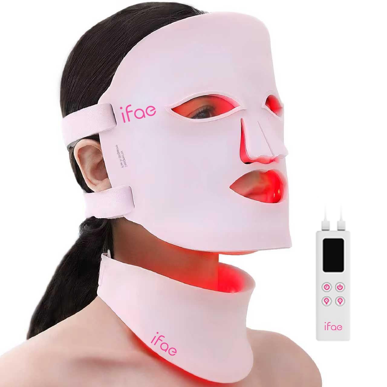 Red Light Therapy Mask for Face and Neck, 7 Colors with NIR Led Face Mask Light Therapy with Eye Protection and Remote, Rechargeable Ergonomic Design for True Anti-Aging Skincare at Home