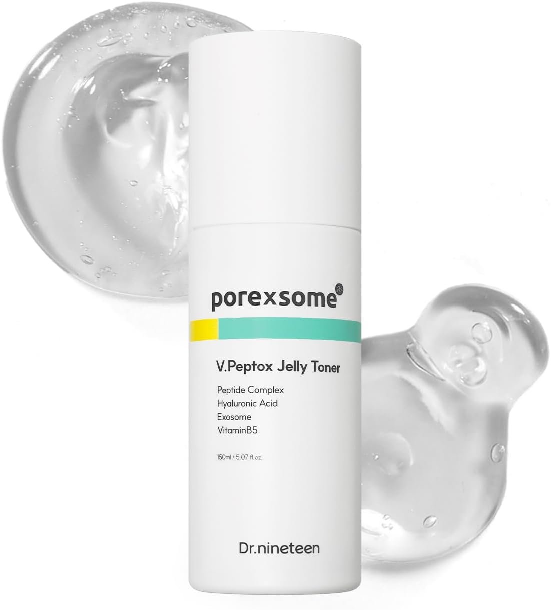Dr.nineteen PoreXsome V.Peptox Jelly Tonerㅣ13 Peptides 25,000ppm + 10 Hyaluronic Acid(HA) + ExosomeㅣEssence Toner for Pore Tightening & CoolingㅣK-Skincare (5.07 fl.oz.)