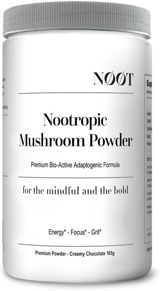 NOOT Nootropic Mushroom Powder – Mushroom Supplement, Creamy Cocoa Powder with Lions Mane, Reishi, Chaga & Cordyceps, Adaptogen Supplements, Biohacking Products, Adaptogen Drink Mix, 1 Month Supply