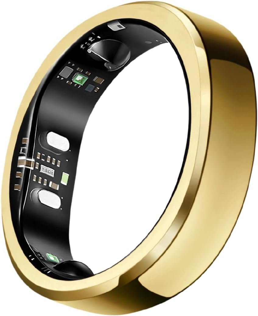 RingConn Gen 3, World’s First Smart Ring with Vascular Trends, No App Subscription, Vibration Alerts, Sleep, Fitness & Heart Rate, 14-Day Battery Life, Size Before You Buy(Size 8, Royal Gold)