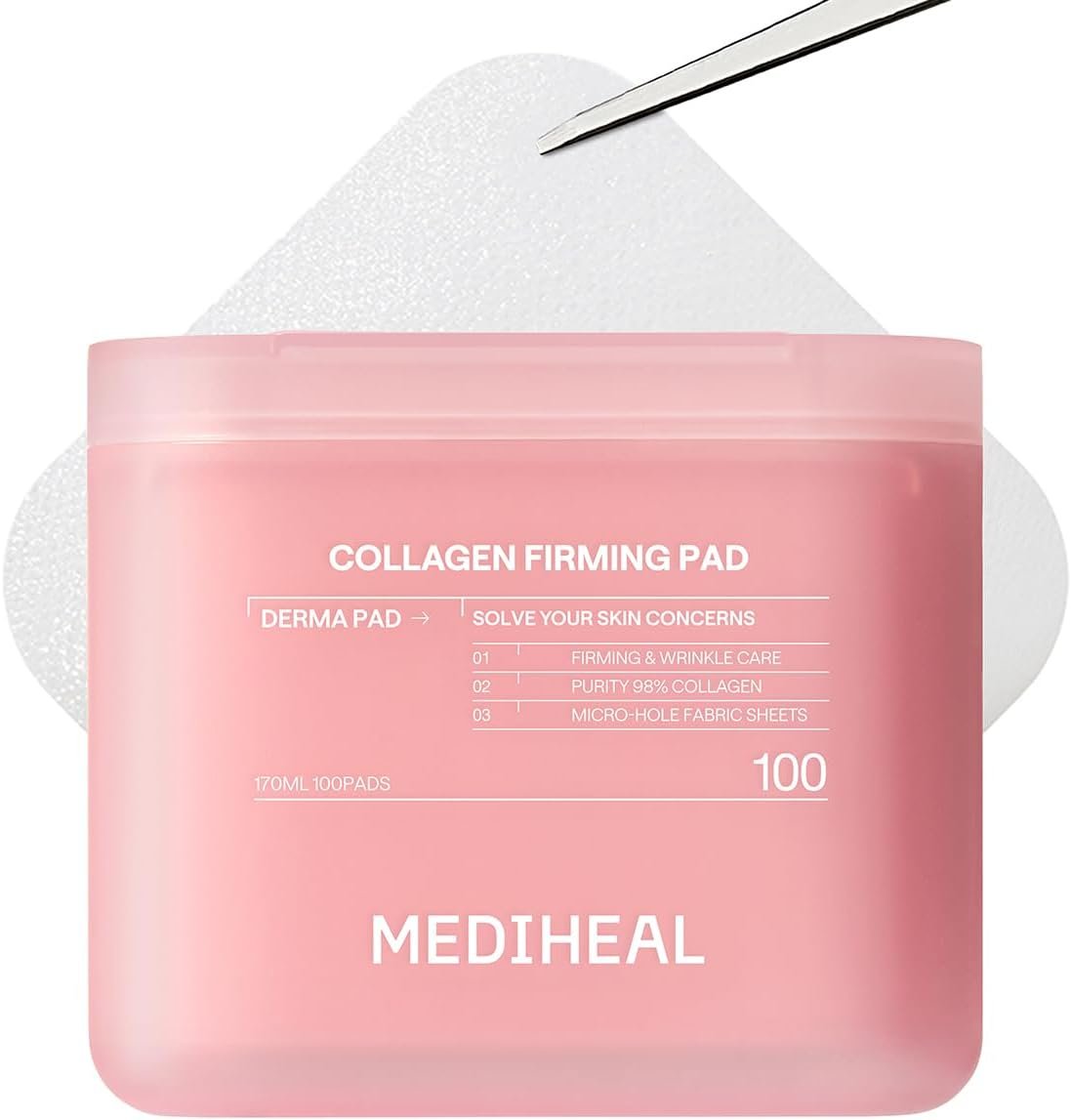 Mediheal Toner Pads 100 Count – Skin Firming Pad – Contains Retinol & Peptides for Firming Care – Helps Restore Skin Elasticity – Korean Skin Care
