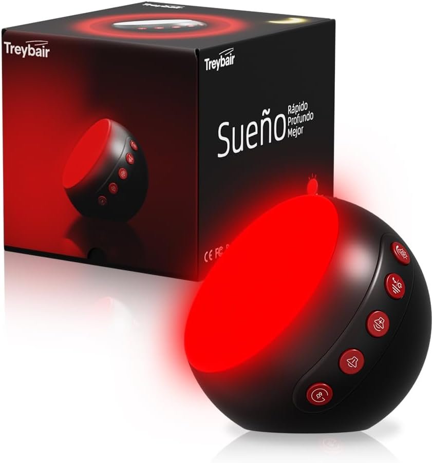 630nm Red Light Therapy Sleep Device, Red Night Light Lamp to Support Deep Relaxation and Improve Sleeping for Adult & Elderly Adults, Suitable for Gifts, Black (Built in White Noise)