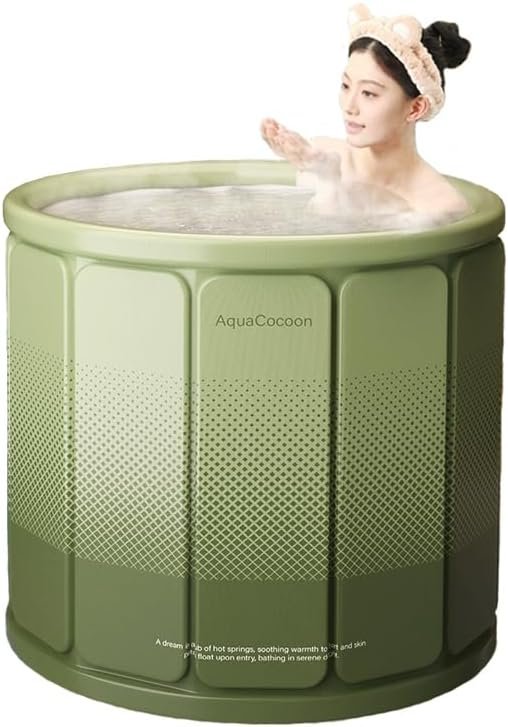 jessie Portable Foldable Bathtub for Adults PVC SPA Soaking Standing Bath Tub for Shower Stall, Freestanding Non-Inflatable Hot Ice Bath Tub with Thickened Thermal Foam to Keep Temperature