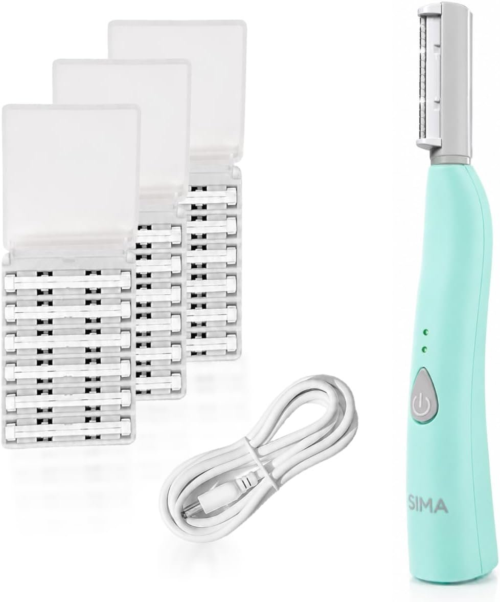 SPA SCIENCES – SIMA Patented Dermaplane Razor for Women Face – Painless 2-in-1 Facial Exfoliation & Peach Fuzz Hair Removal – Anti-Aging – 3 Speeds – Rechargeable – 19 Weeks Treatment