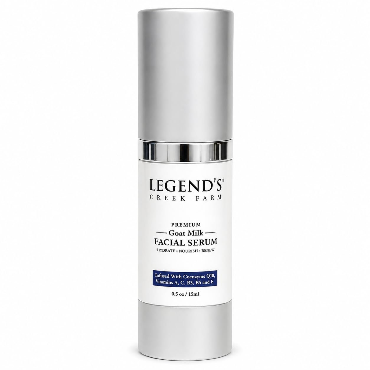 Legend’s Creek Farm Goat Milk Facial Serum with Hyaluronic Acid, Vitamin C & CoQ10 – Hydrating Face Serum with Rose Water – Fragrance Free Facial Moisturizer for Men & Woman – 0.5 Oz