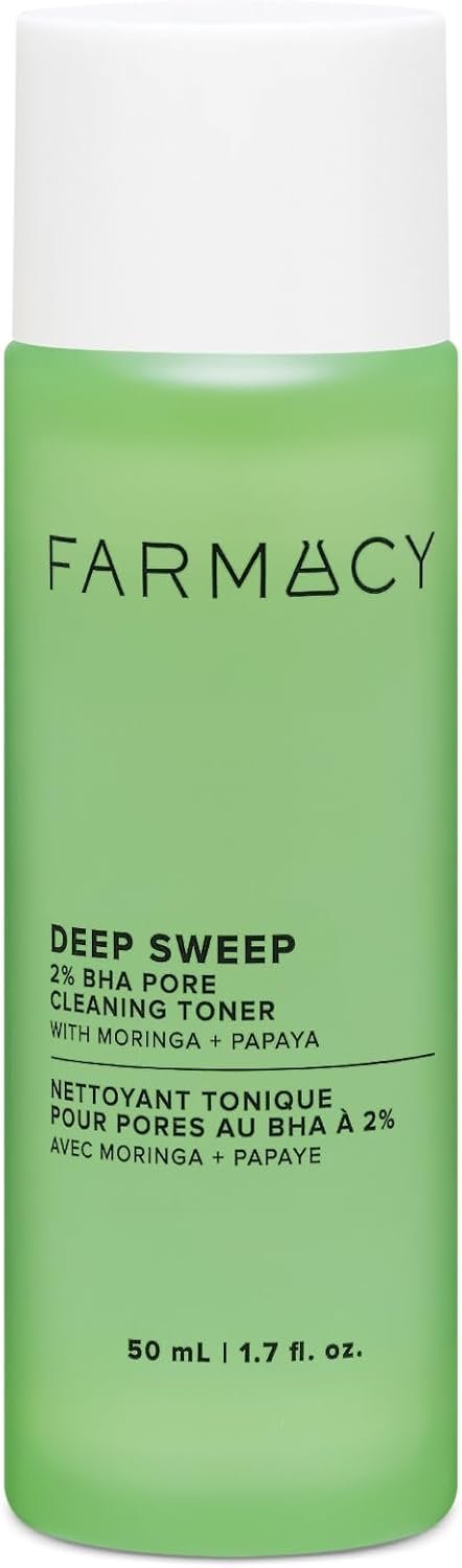 Farmacy 2% Salicylic Acid Toner for Face – Deep Sweep Gentle BHA Exfoliant for Oily Skin – Refines Texture with Papaya Enzymes & Moringa Water for a Healthy-Looking Complexion (50ml)