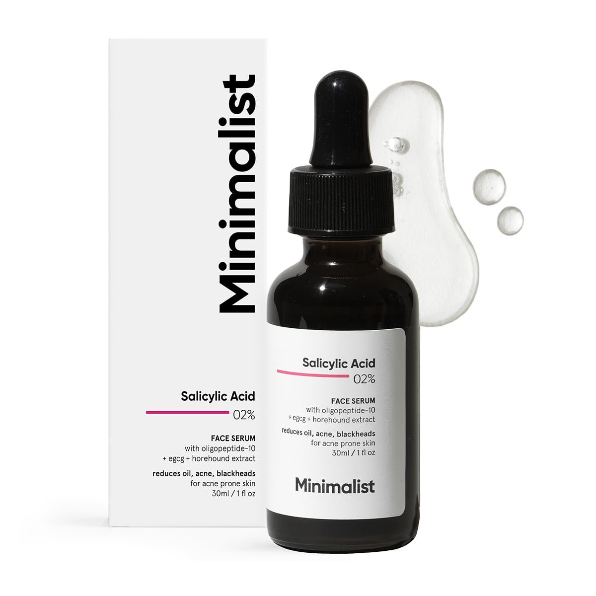 Minimalist Salicylic Acid 2% Face Serum for Acne, Oil Control & Open Pores | BHA Exfoliant for Blemish Prone Skin & Uneven Skin Tone | For Women & Men | 1Fl Oz/30ml