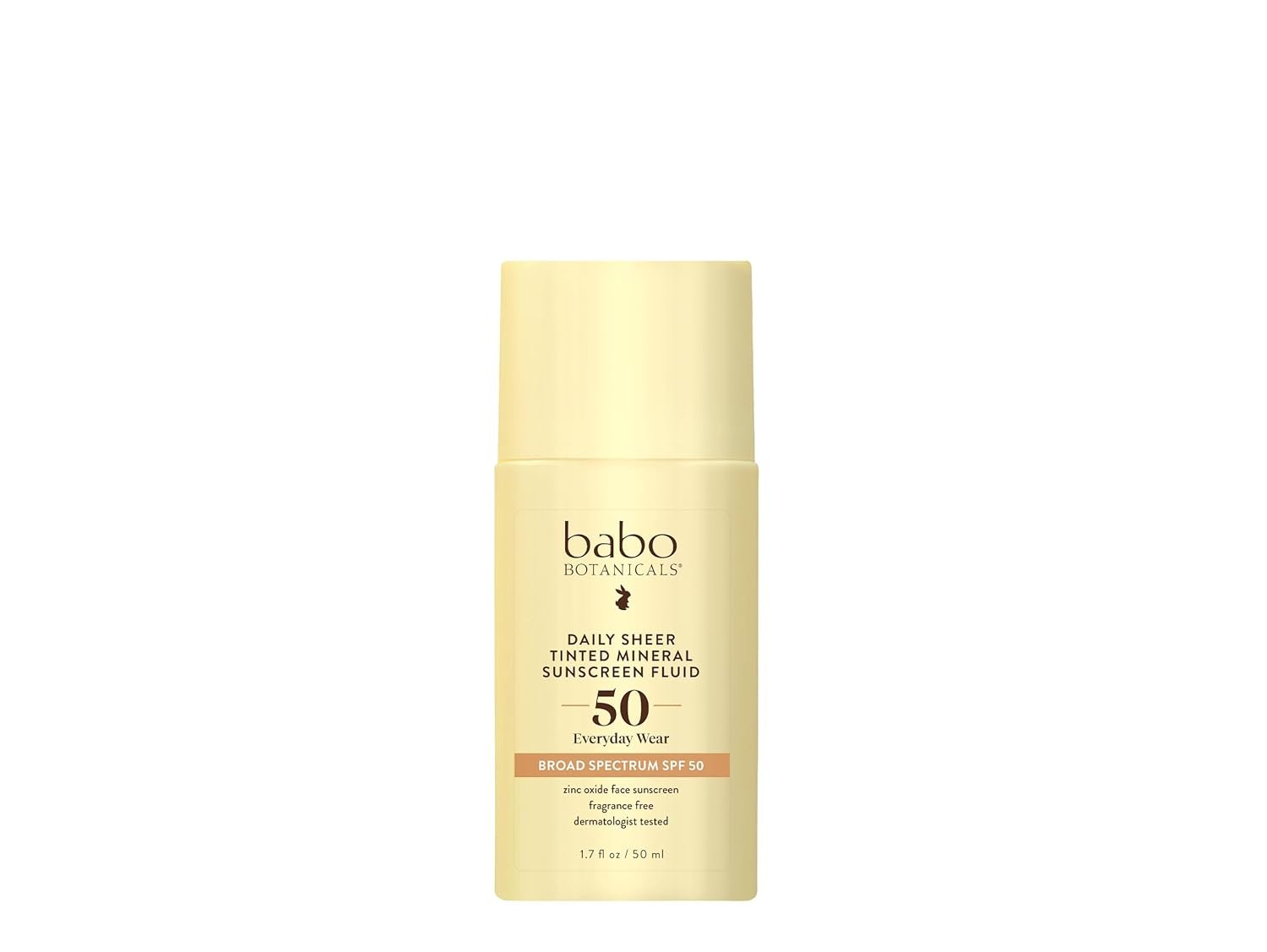 Babo Botanicals Daily Sheer Tinted Mineral Sunscreen Fluid SPF50 – Natural Origin Zinc Oxide – Passion Fruit Oil – Golden-Hued Tint – Fragrance Free – Ultra-Lightweight – For Face – For all ages