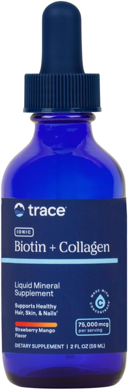Trace Minerals Liquid Ionic Biotin + Collagen 75,000mcg 2 oz Liquid