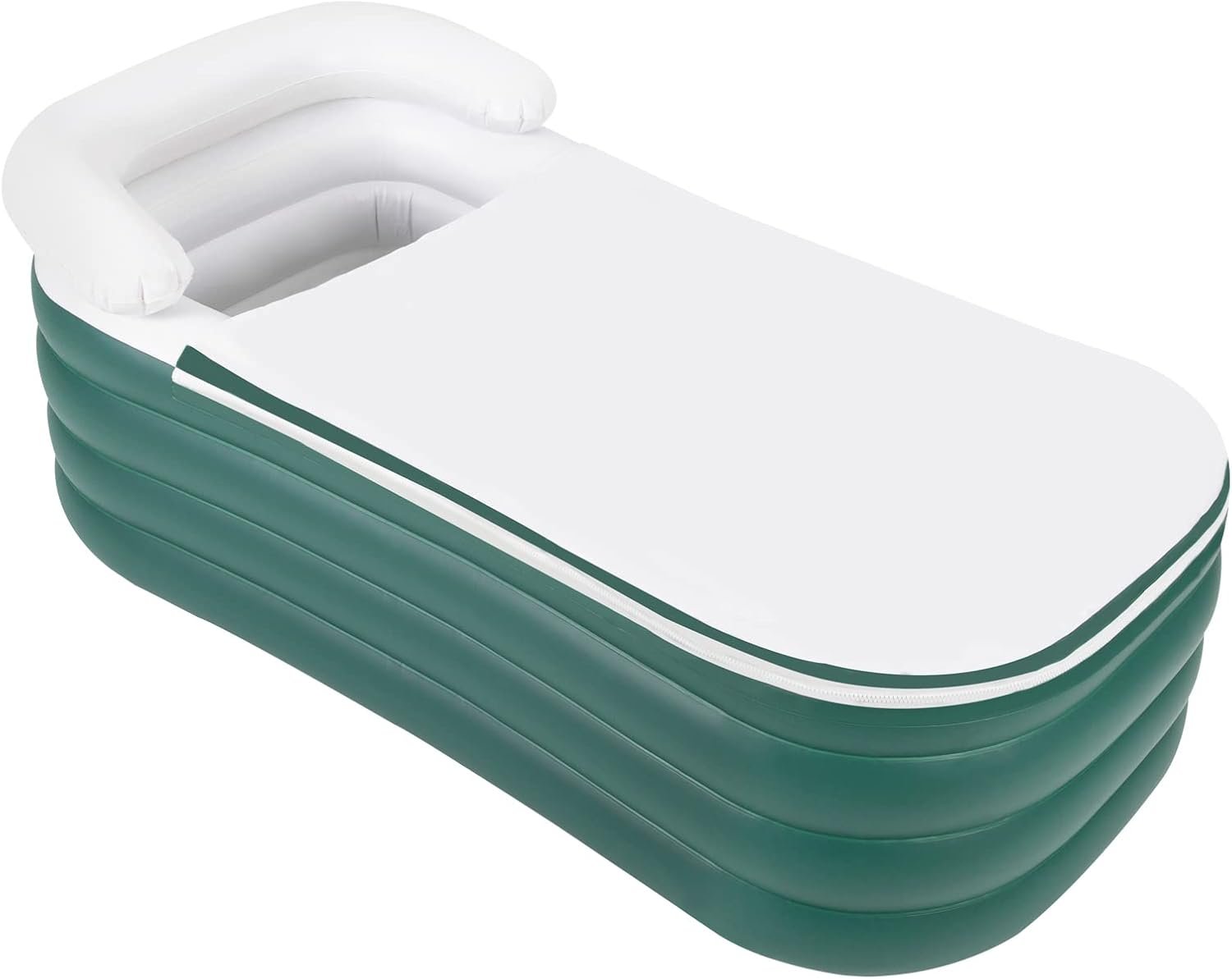 Inflatable Bathtub, Foldable Portable Standing Ice Bath Tub, Unisex SPA Bathtub Hot Cold Plunge Tub Shower Stall with Electric Air Bump for RVs Hotels Home Campsites (Dark Green)