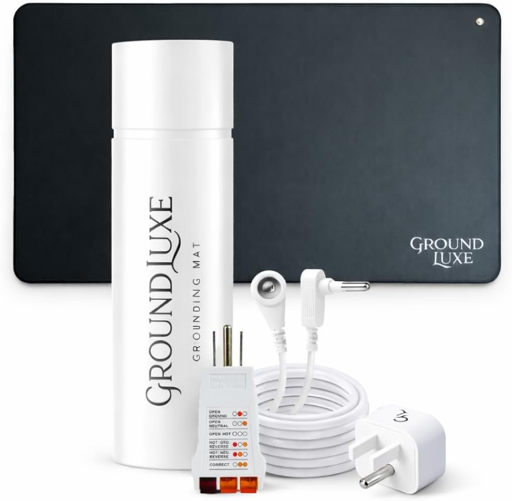 Grounding Mat for Feet – Earthing Foot Mat with 15ft Cord, Outlet Adapter & Tester – Improve Sleep, Reduce Pain & Inflammation – Universal Grounding Pad by GroundLuxe