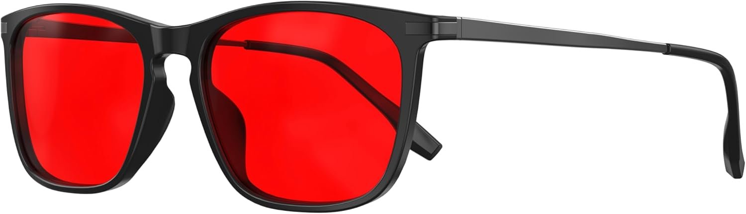 Goiteia Red Light Glasses for Eye Protection – Red Lens Sleep Glasses: Use at Bedtime to Keep Your Circadian Rhythm in Sync – Melatonin Glasses With Dual AR Coatings – Relieve Eye Strain