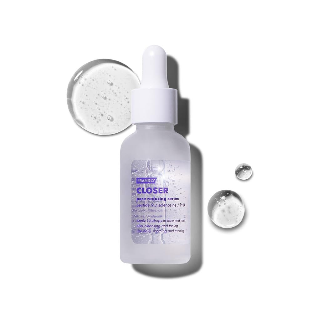 FRANKLY Closer Serum | Pore Minimizer Serum | 9 Peptides, Vegan Collagen, Adenosine, PHA | Korean Pore Minimizer for Glass Skin, Anti-Aging, Hydration, Elasticity | 1.01 fl oz