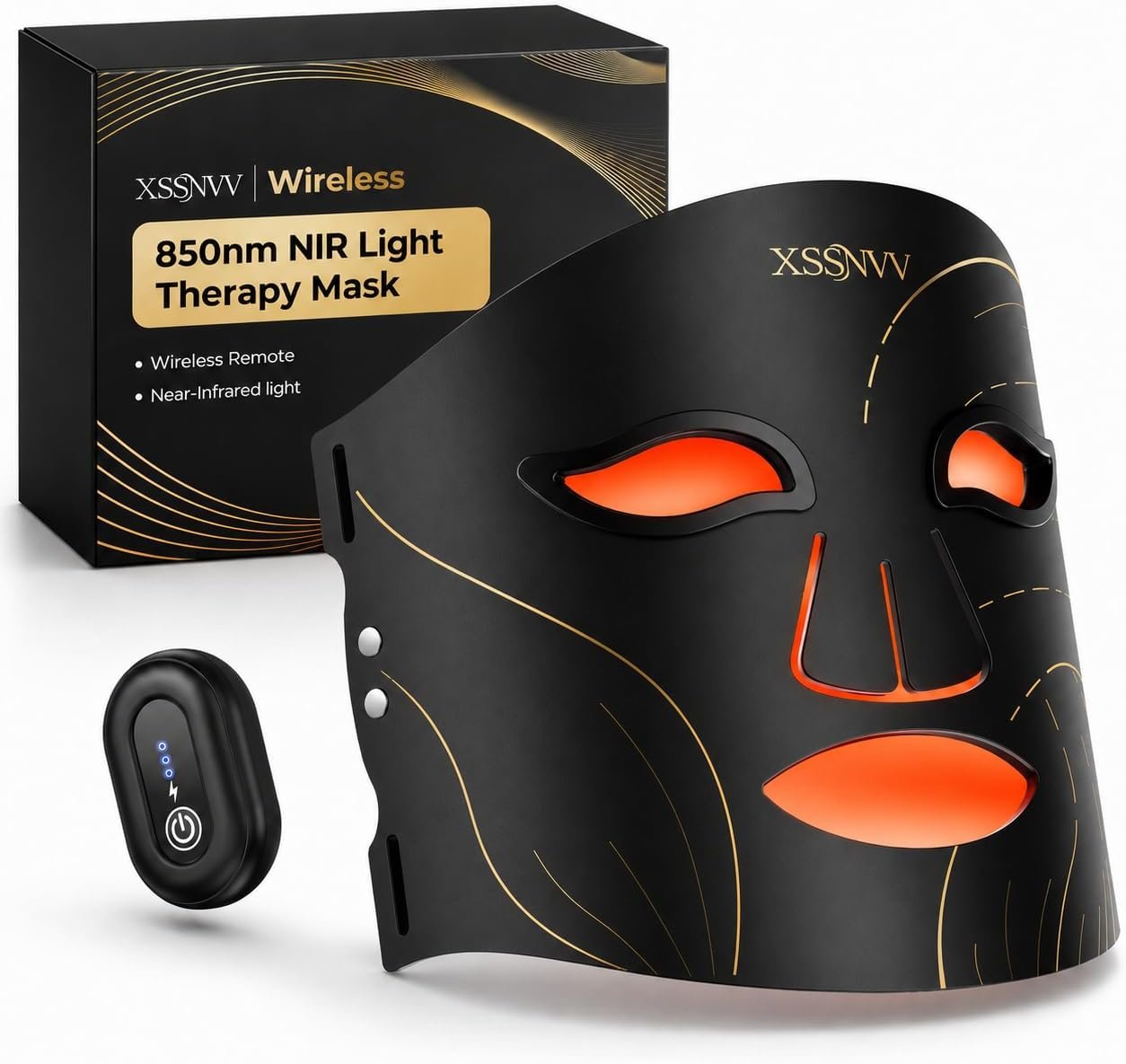 Red Light Therapy for Face, Cordless LED Face Mask with 4 Light Modes (NIR 850nm, Red 630nm, Blue, Amber), 272 LEDs, 10-Min Timer, Rechargeable for Glowing Skin at Home