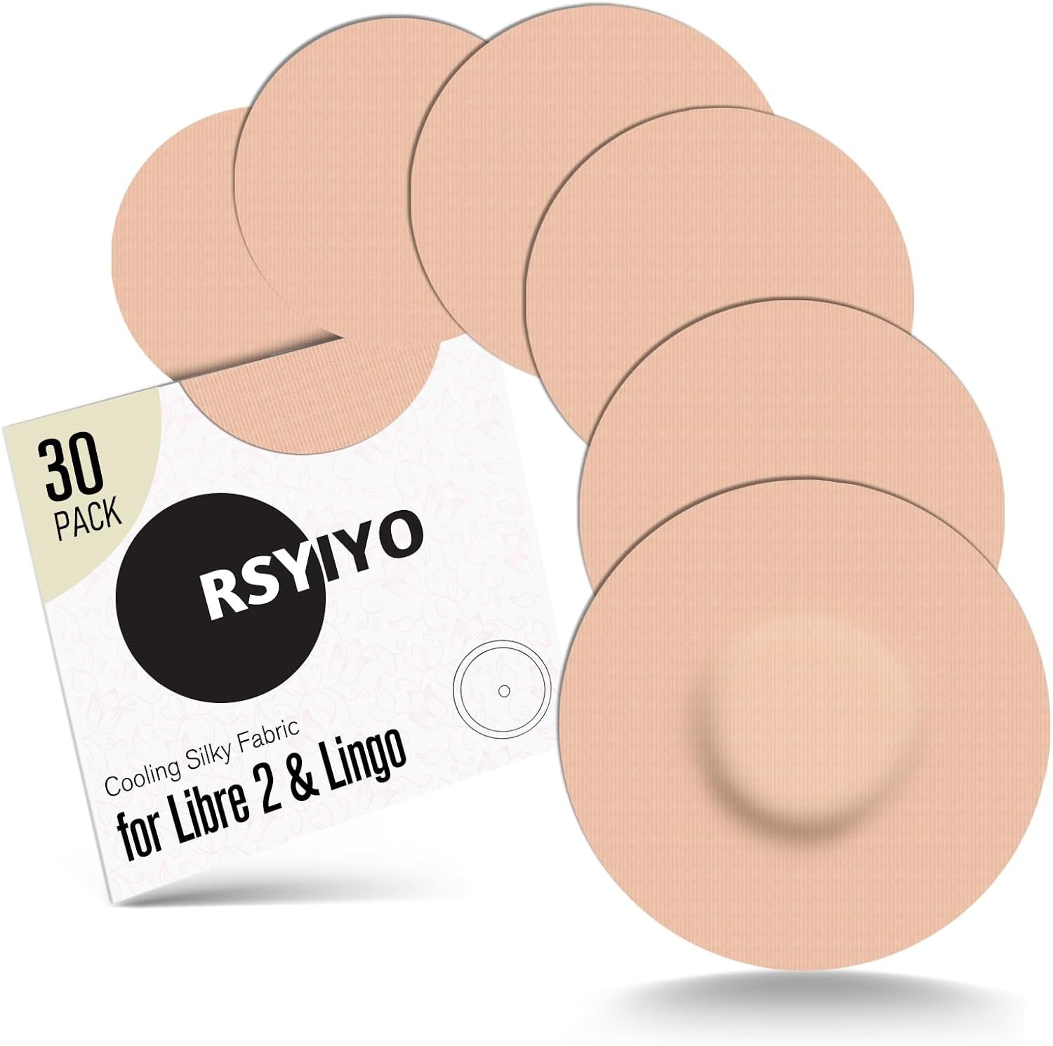 Waterproof Libre 2 Plus Sensor Covers, 30Pack Freestyle Sensor Covers for Libre 2 & Lingo CGM Tape Lingo Patch Without Glue in the Center Hypoallergenic Latex-Free 15 Days Protection, Beige