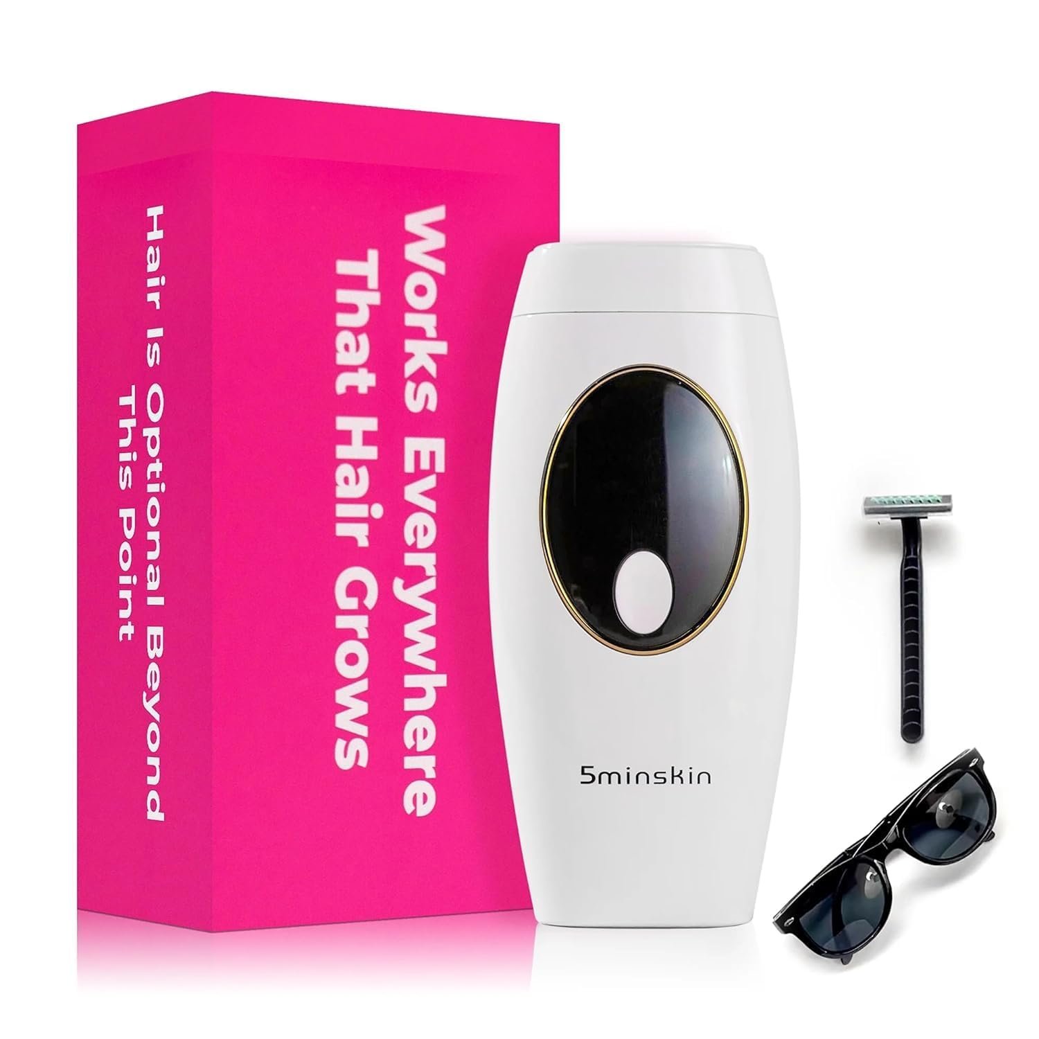 5minskin Hair Laser Removal Handset 2.0 IPL – Hair Removal Device for Women and Men, Facial and Body Hair Remover At Home, Light Based Hair Removal, 999,999 Flashes Safe & Painless Machine
