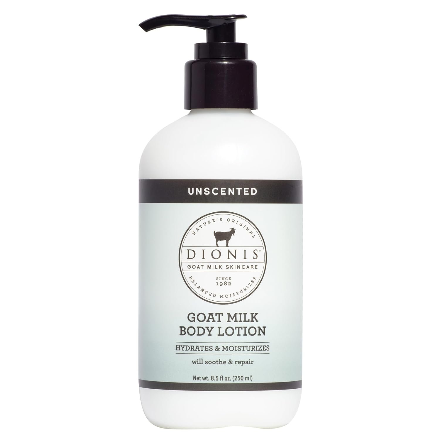 Dionis Goat Milk Lotion – Moisturizing Body Lotion for Dry Skin, Sensitive Skin Safe, Lightweight Non-Greasy Formula, Lotion Pump – Unscented 8.5 oz