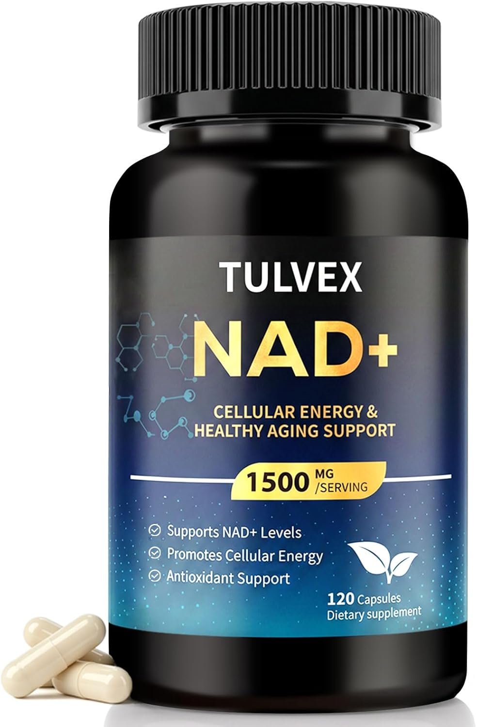 NAD Supplement 1500mg, Liposomal NAD and Resveratrol Supplement, NAD Plus Boosting – Support Cellular Health, Energy & Anti Aging, NAD Resveratrol Supplement for Women & Men – 120 Capsules