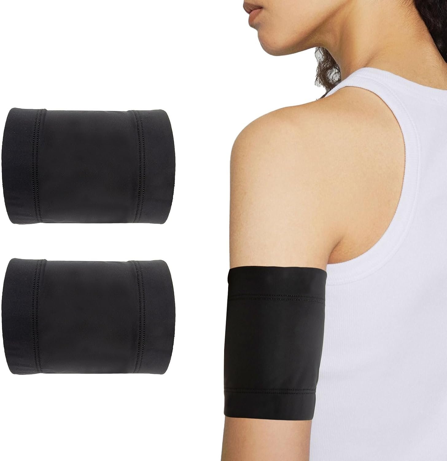2Pcs Diabetic Sensor Armband, Diabetes Arm Band for Insulin Pod Monitoring Systems – Omnipod Dexcom Freestyle Libre, Protects Insulin Pod During Sports, Replace Adhesive Patches Tape (Black, M)