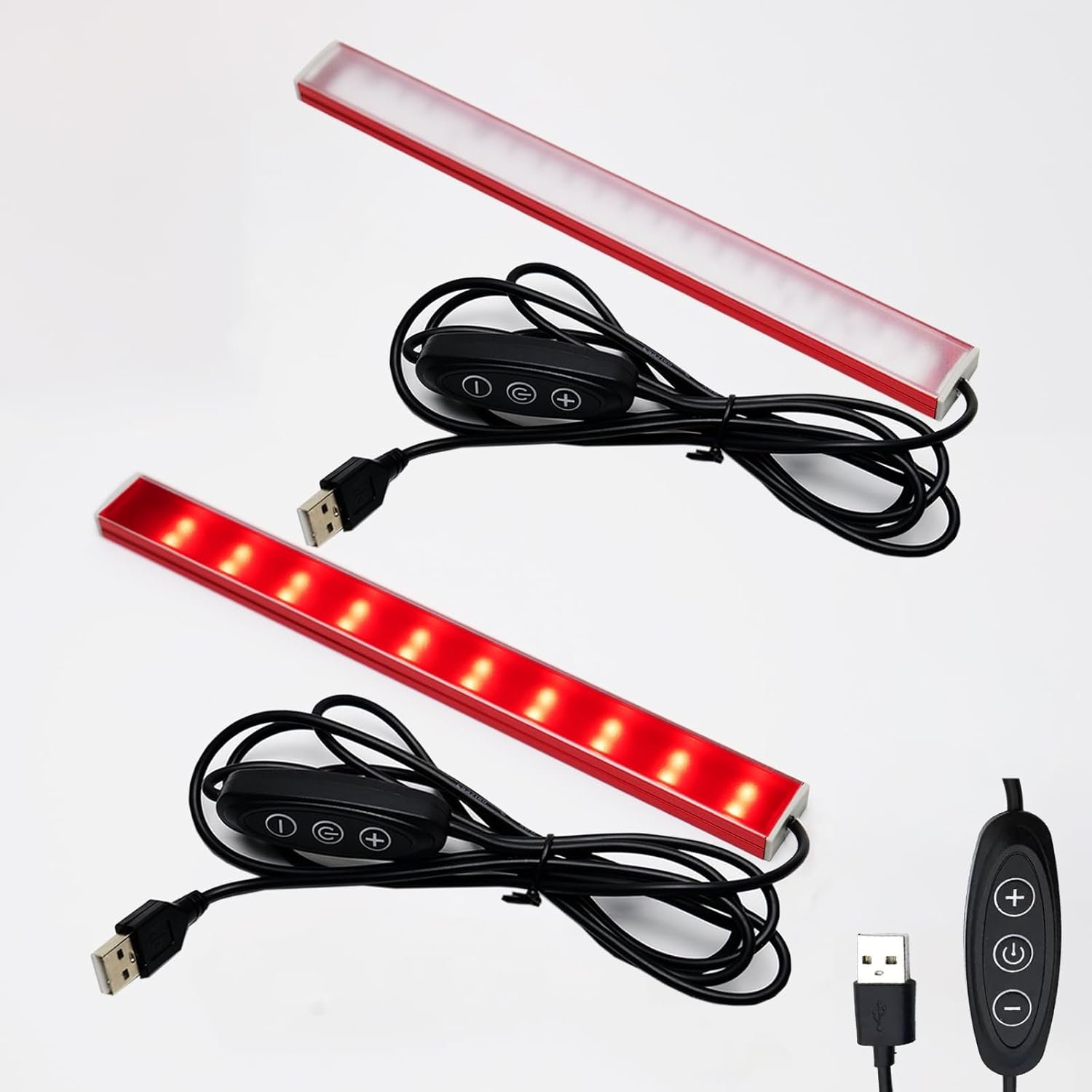 660nm & 850nm Red Light Strip, 9.6 Inch Near Infrared Light Bar with 5 Brightness Levels, USB Powered Red Light for Muscle Relaxation, Home & Fitness Use（2 pcs）