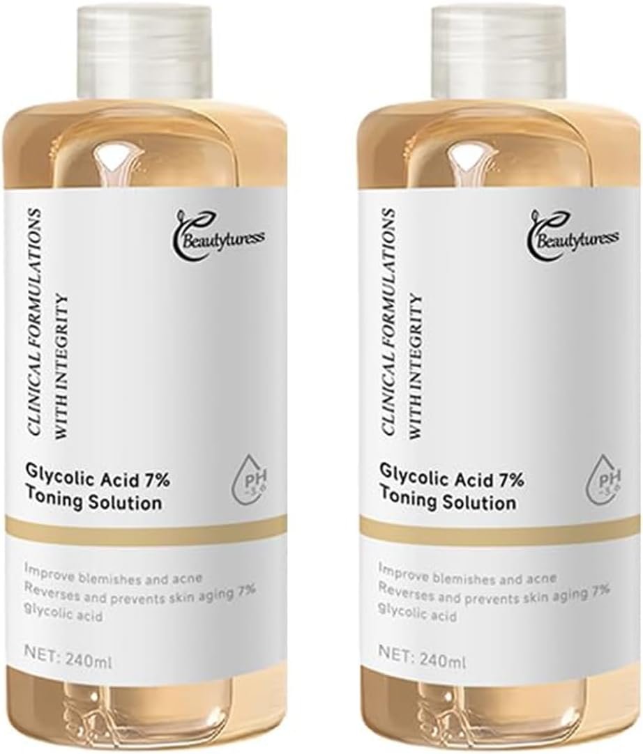 Glycolic Acid 7% Toning Solution – Gently Exfoliates, Smooths Skin Texture, Improvement Visible Clarity & Also Addressing Uneven Tone, Reveal Radiant Skin, 8.12 fl oz*2 Bottles
