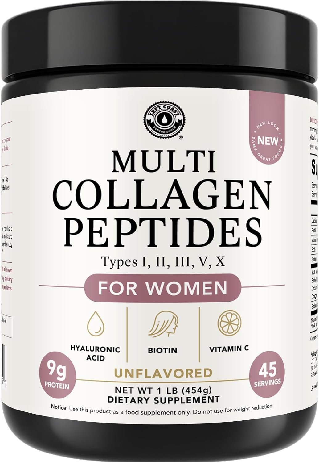 Multi Collagen Peptides Powder Types I, II, III, V, X Multi Collagen Protein Powder with Hyaluronic Acid, Biotin, Vitamin C, For Skin Hair Nails Joints and Gut Health – Keto, Non-GMO Supplement