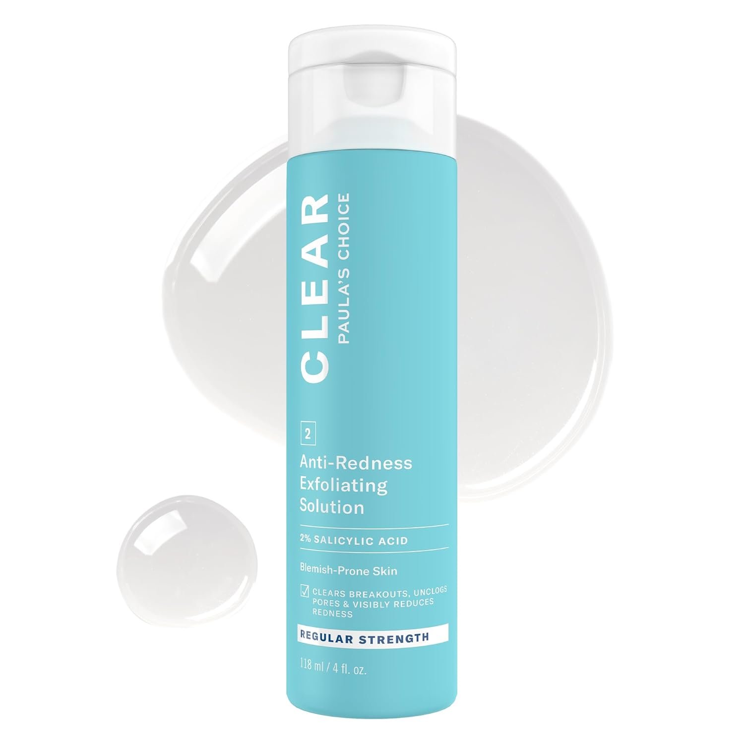 Paula’s Choice CLEAR Anti-Redness Exfoliating Solution, 2% Salicylic Acid Liquid Exfoliant for Face, Face Exfoliant for Mild to Severe Acne & Breakouts, Blackheads and Clogged Pores, Fragrance-Free