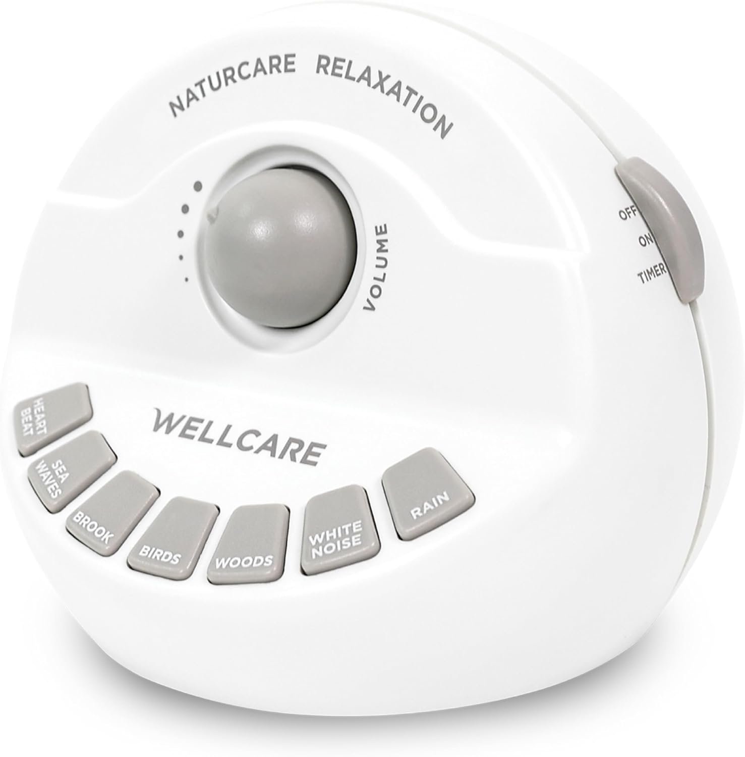 WELLCARE – Naturcare Sound Relaxation: White Noise & 7 Nature Sound Machine, Sleep Aid for Babies, Kids & Adults, Stepless Volume Control, Timer, Dual Power (Adapter or Batteries, Both Not Included)