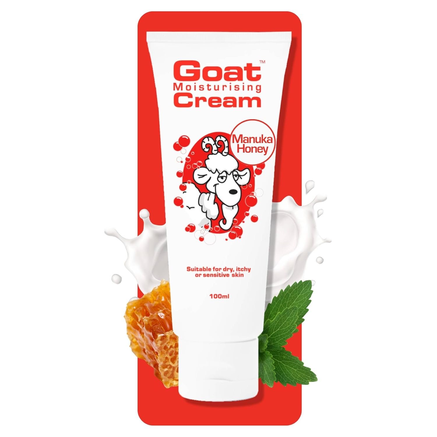 Goat Moisturising Cream – Goat Moisturising Hand and Body Cream – Enriched with Goats Milk, Vitamin E – 3.4 oz – Manuka Honey