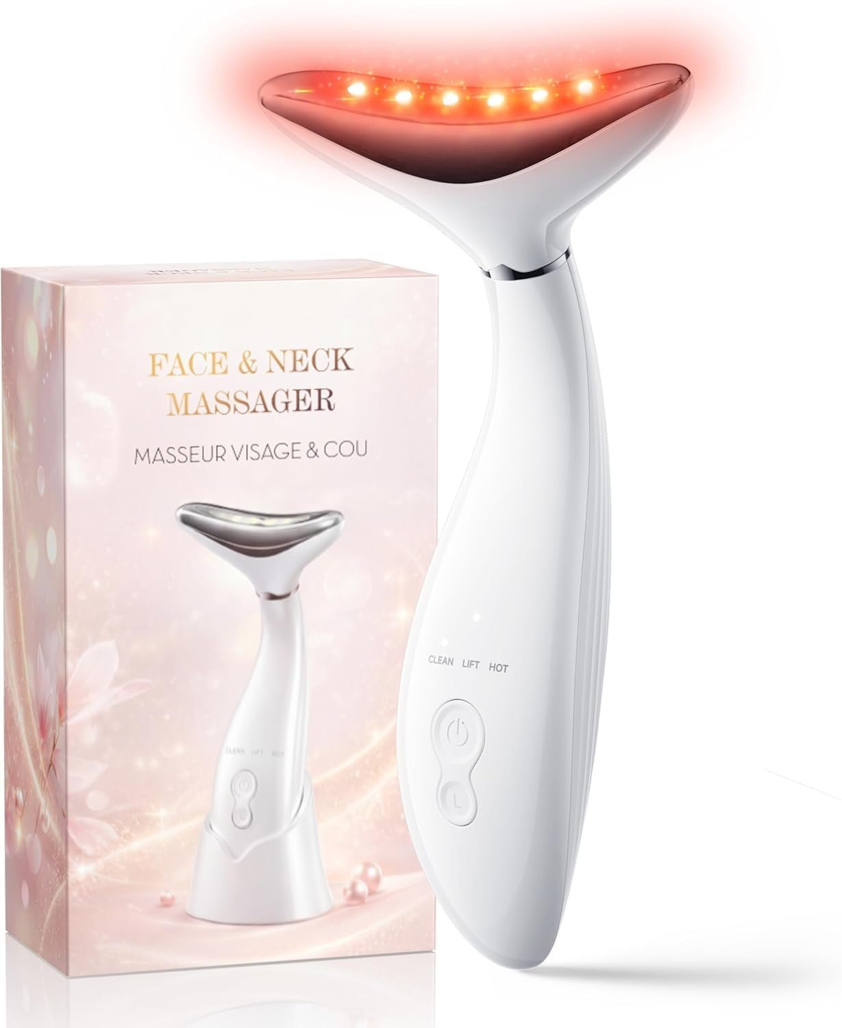 3-in-1 Facial Massager for Face and Neck, Red Light Therapy for Face, Face Massager Tool with Clean, Hot & Lift Modes, Portable Face Sculpting Tool for Home & Travel, Skincare Gifts for Her