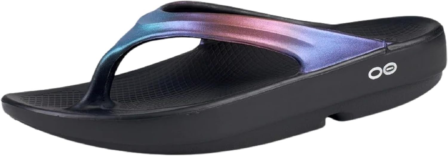 OOFOS OOlala Luxe Recovery Sandal, Midnight Spectre – Women’s Size 5
