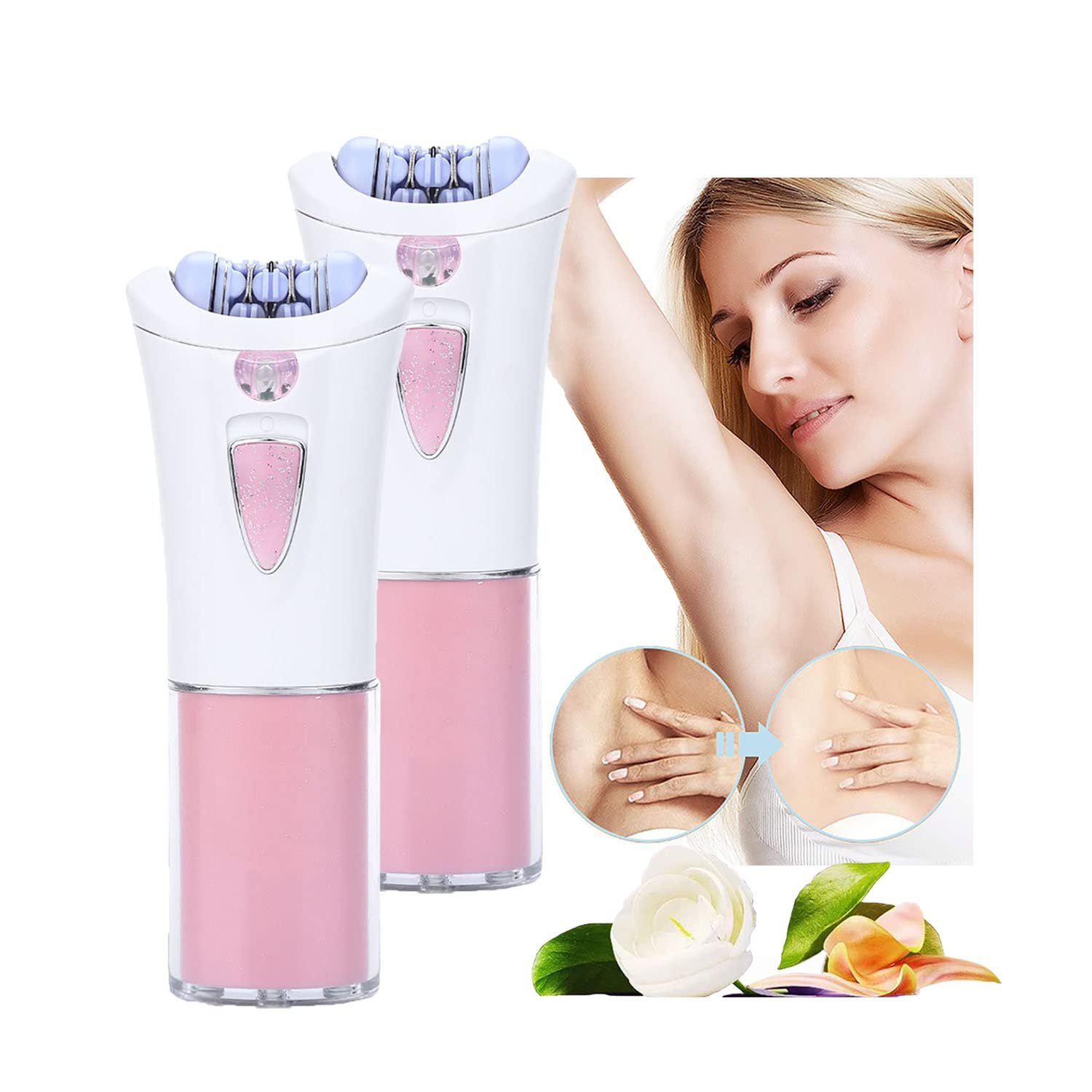 Glabrous Skin Epilator, Glabrousskin Hair Remover, Glamorous Skin Epilator for Face, Smooth Glide Epilator for Women Face Sensitive Skin Armpits, Bikini, Legs Hair Removal (2pc)