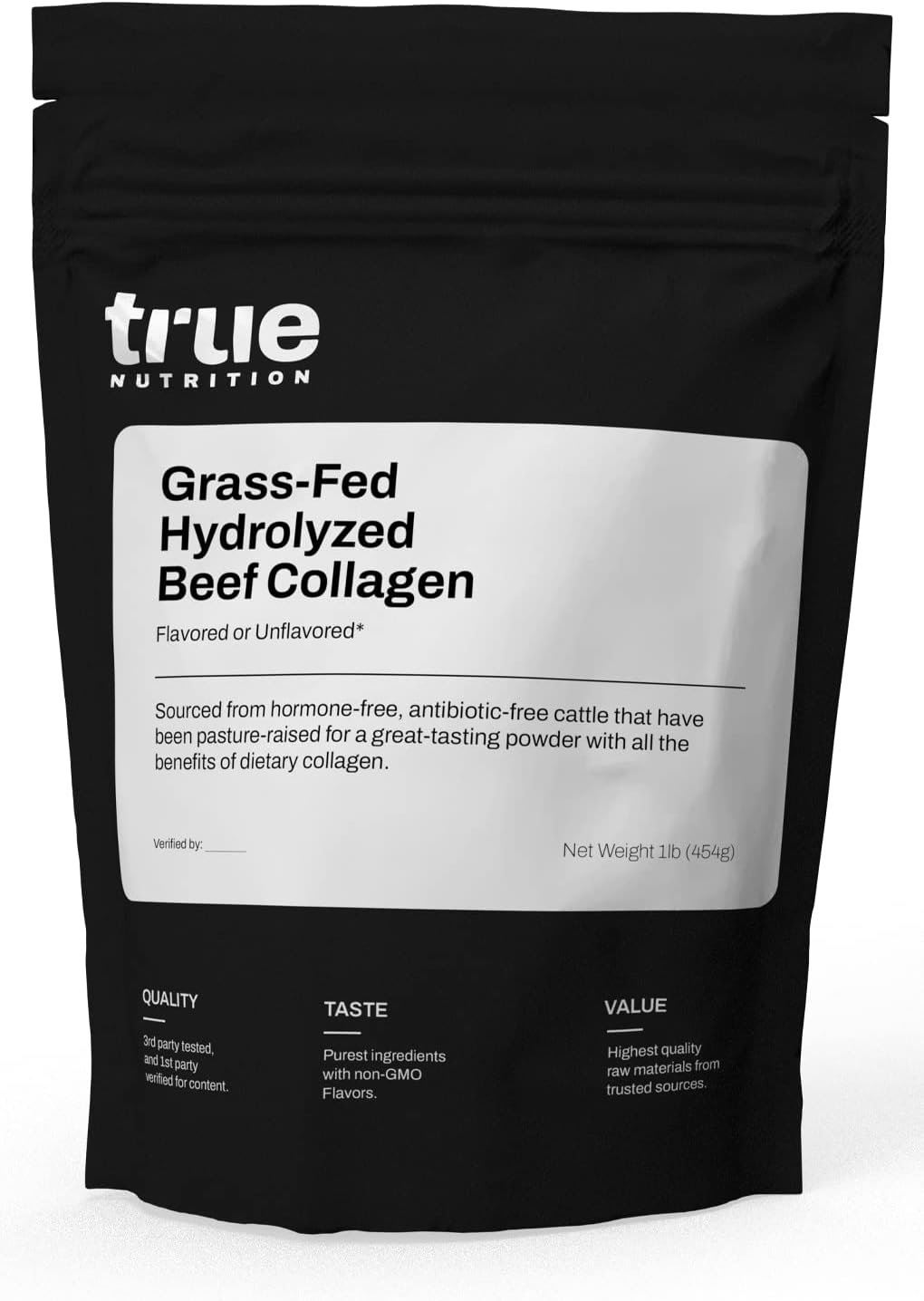 True Nutrition Hydrolyzed Collagen Powder – Grass Fed, Pasture-Raised Beef – 32g Collagen Protein per Serving – Paleo, Keto, Gluten Free, Dairy Free, Non-GMO – Unflavored – 1lb