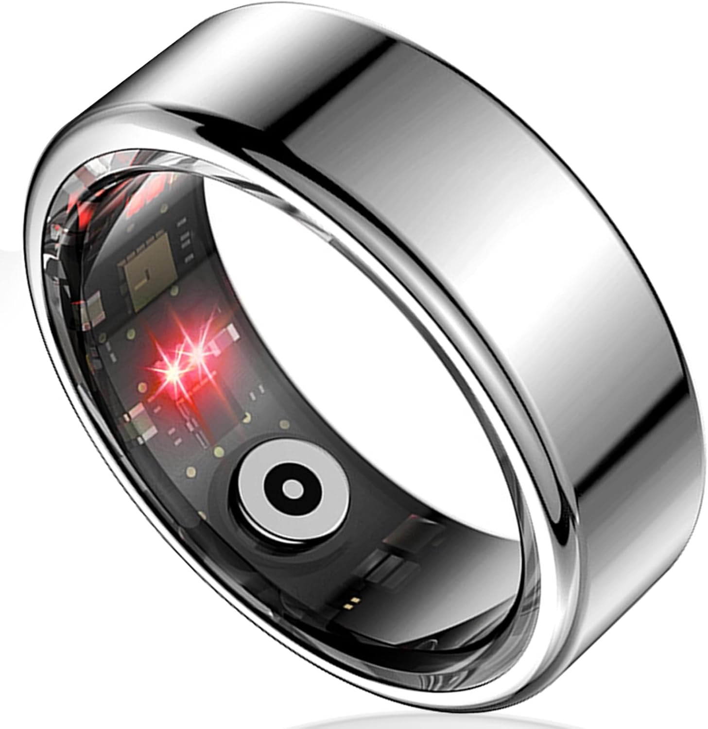 Titanium Alloy Smart Ring – Heart Rate, Blood Oxygen, Sleep, Fitness Tracker – Exercise Wearable – Battery Life up to 15 Days – No Subscription fee – for iPhone and Android (Silver, 12#)