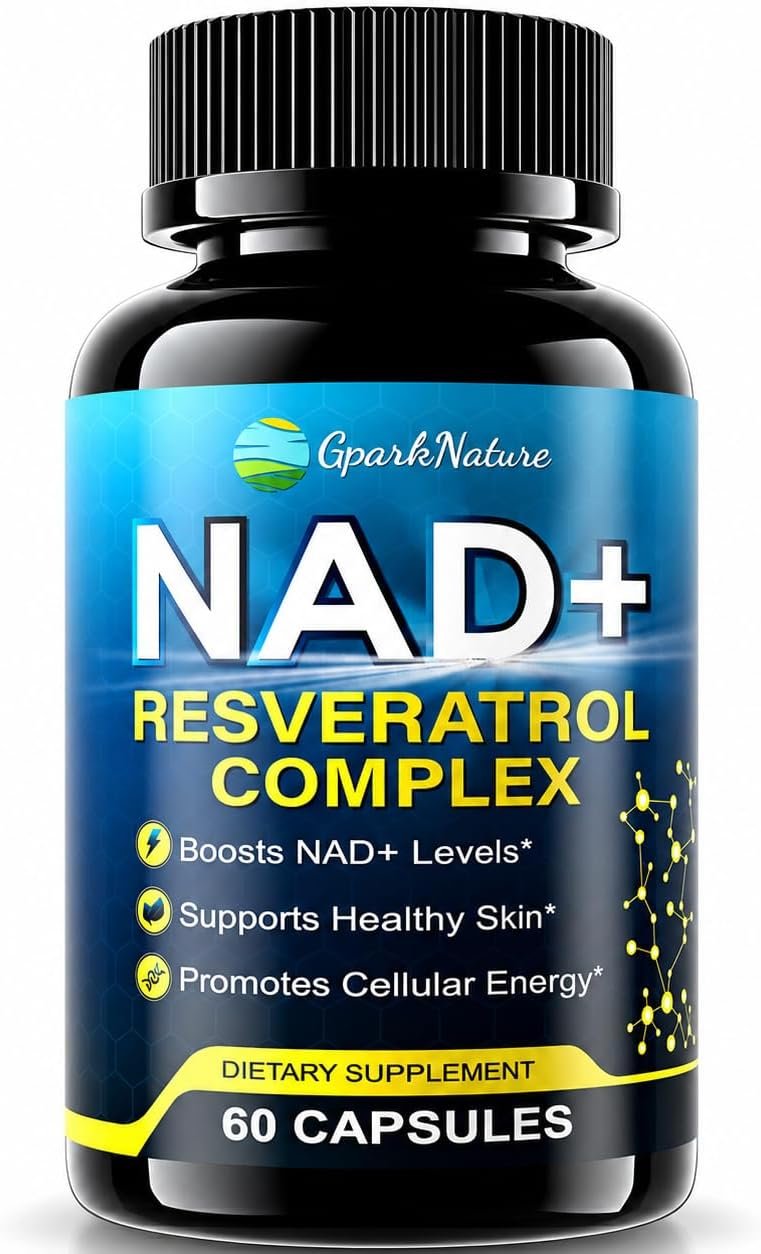 NAD+ Supplement for Women & Men – Resveratrol, Urolithin A & CoQ10 Complex, Supports Cellular Energy – NMN & NMNH Alternative – Healthy Aging & Skin Wellness, Third-Party Tested, 60 Capsules