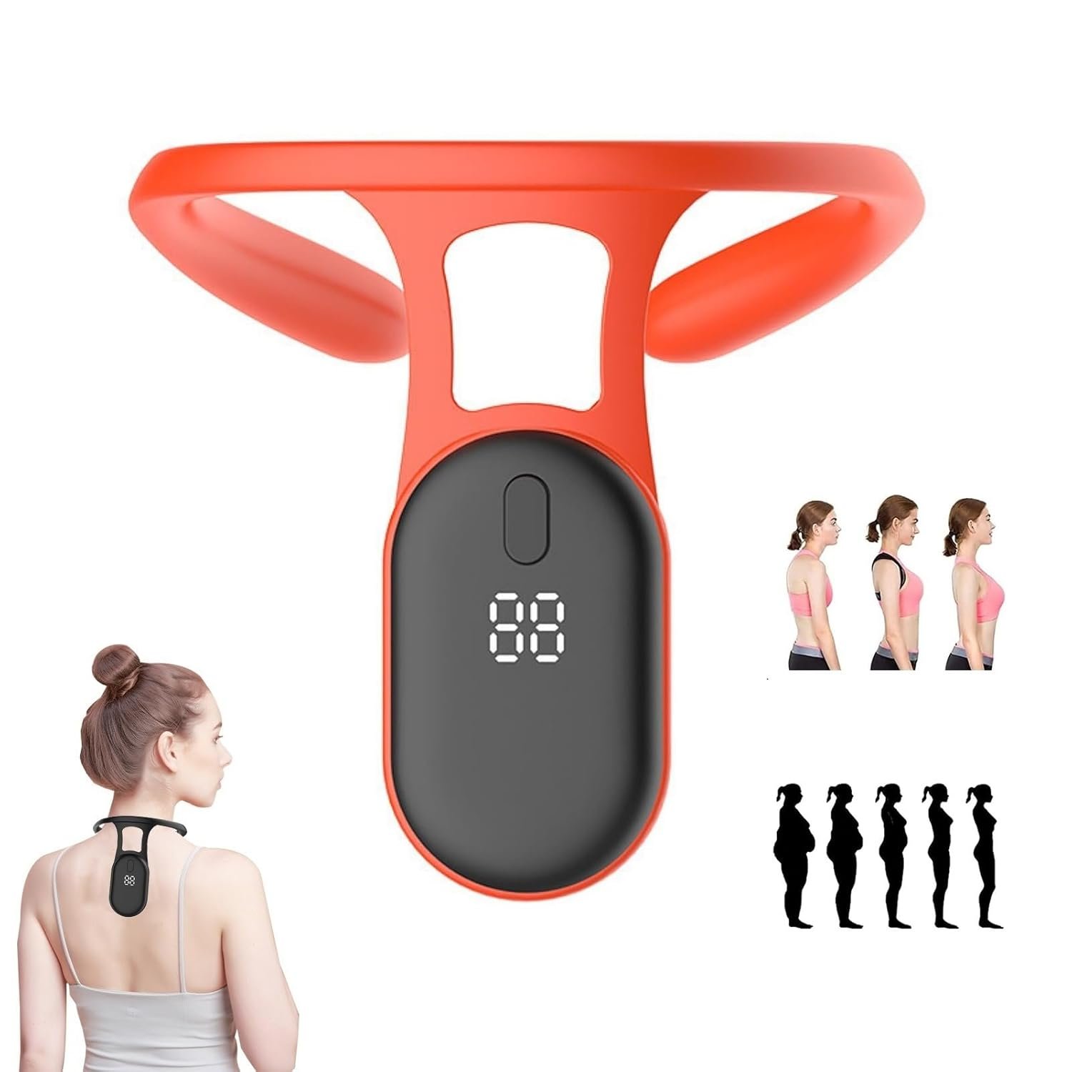 2023 New Smart Back Support, Smart Corrector for Hunchback, Correcting Hunchback, Posture Correcting, Back Posture Monitoring Improving the Hunchback Posture Corrector Vibrating (B-Orange)
