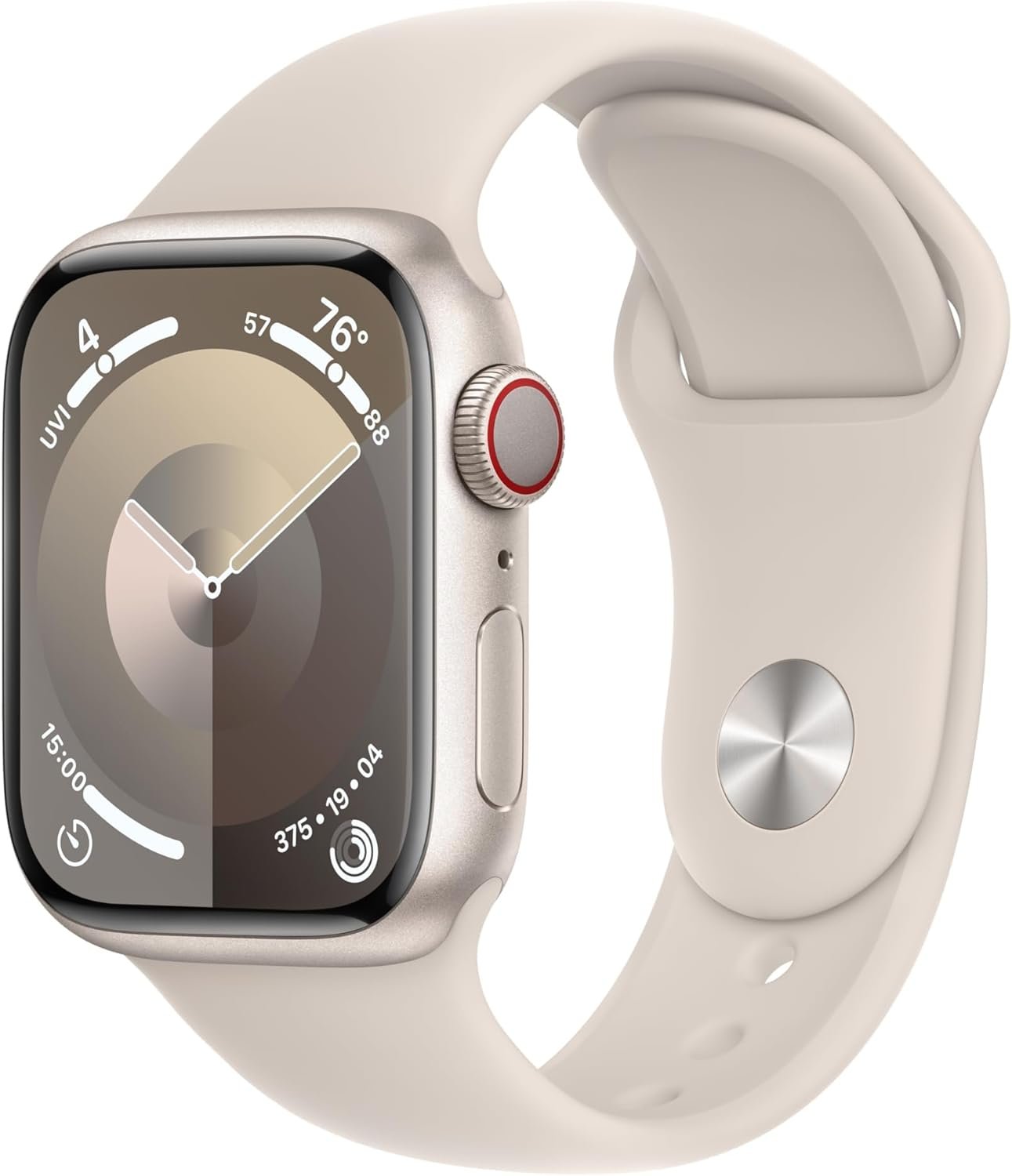 Apple Watch Series 9 [GPS + Cellular 41mm] Starlight Aluminum Case with Starlight Sport Band S/M (Renewed)