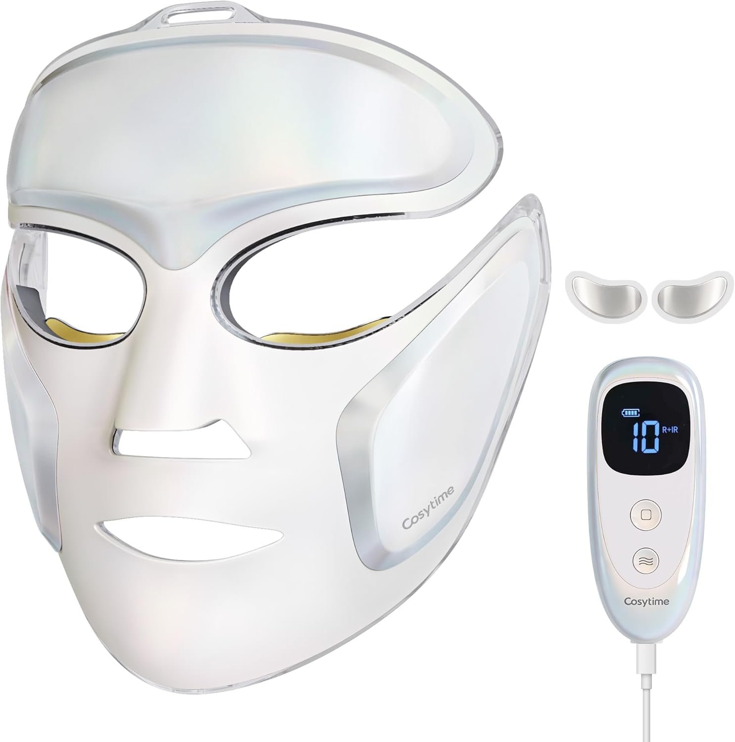 WarmGlow FDA-Cleared LED Light Therapy Mask – 415nm Blue, 630nm Red & 830nm Near Infrared – Lightweight Rigid 3D Facial Contour with Under-Eye Heating for Skincare, Fine Lines & Wrinkles