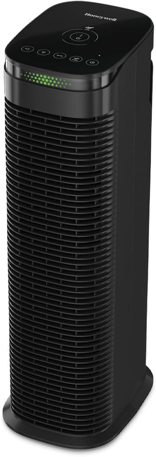 Honeywell HEPA Air Purifier for Home, 990 Ft² Rooms in 1 hour, HEPA Filter, Auto Mode, Air Quality Indicator, Reduces Allergens, Dust, Pollen, Pet Dander, All Smoke Types, Odors, Black, HPA180