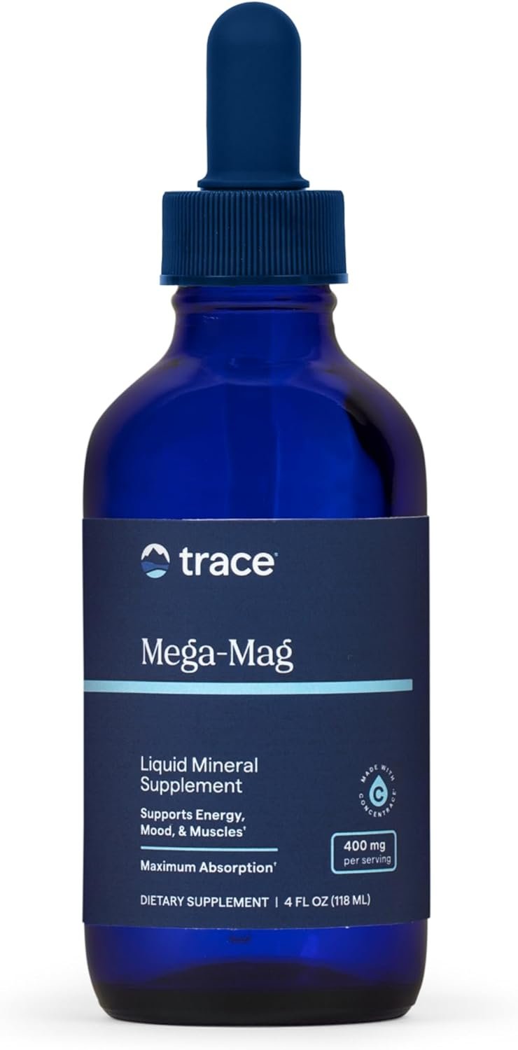 Trace Minerals Mega-Mag – Liquid Magnesium Supplement for Vitality & Energy Support – Muscle, Bone & Nerve Health – Natural Daily Drops – Non-GMO, Vegan & Gluten-Free – 4 fl oz (30 Servings)