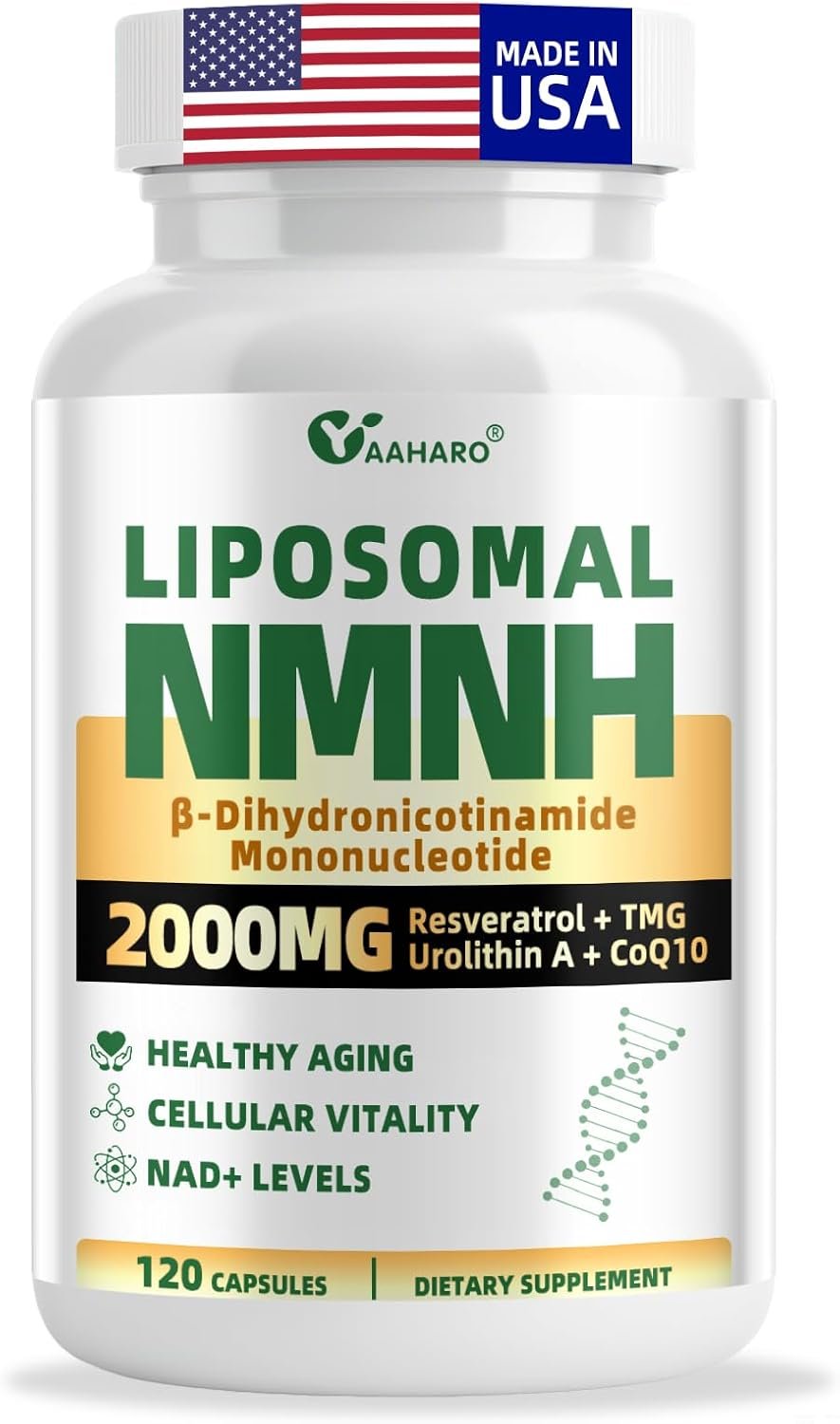 NMNH Supplement 2000mg, Liposomal Nicotinamide Mononucleotide Alternative for NAD+ and Healthy Aging – with Resveratrol, Quercetin, TMG, CoQ10 – 120 Capsules (β-Dihydronicotinamide Mononucleotide)