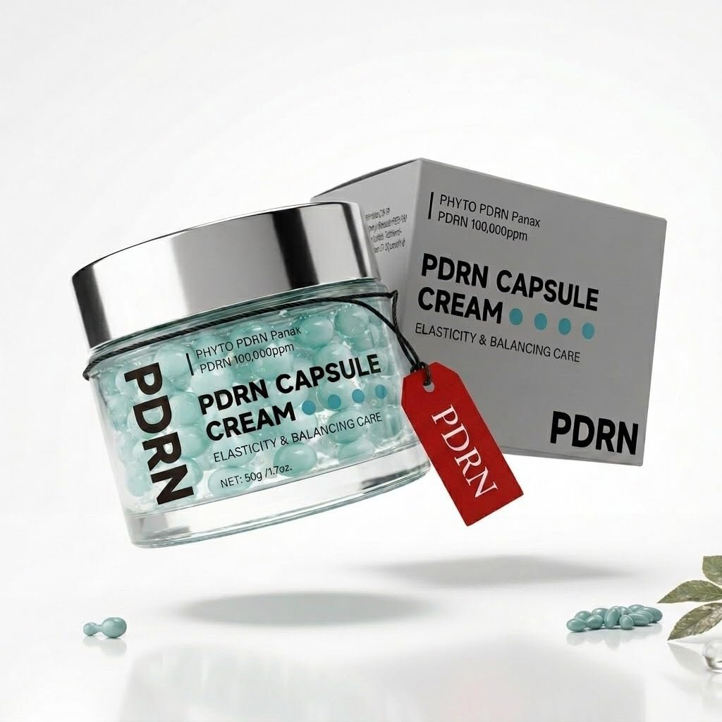Korean PDRN Capsule Cream – Salmon DNA Facial Moisturizer with Hyaluronic Acid and 9 Peptides – Anti-Aging Firming and Plumping Face Cream for Glass Skin – Hydrating Skin Repair and Barrier Support