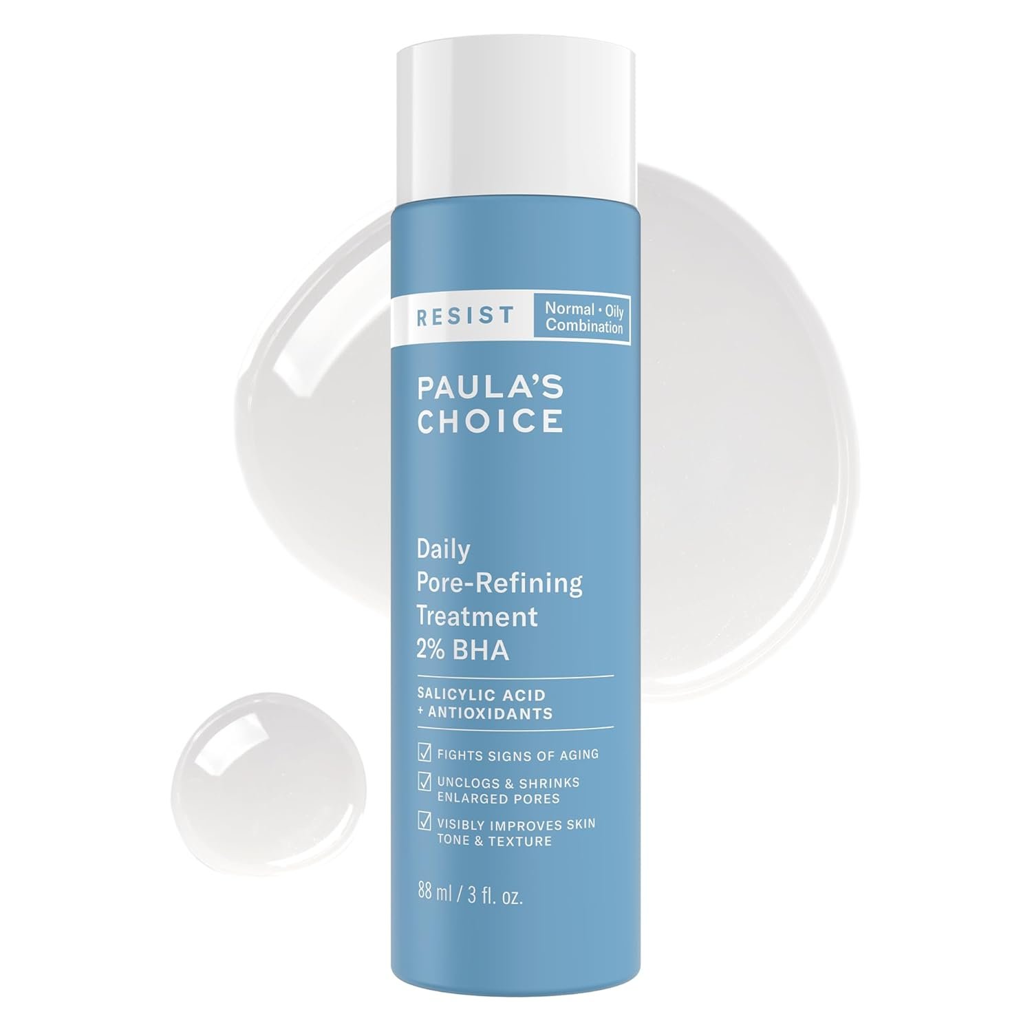 Paula’s Choice RESIST Daily Pore Refining Treatment 2% BHA Exfoliant, Face Exfoliator with Salicylic Acid & Hyaluronic Acid, Liquid Exfoliant for Oily, Normal and Combination Skin, 3oz